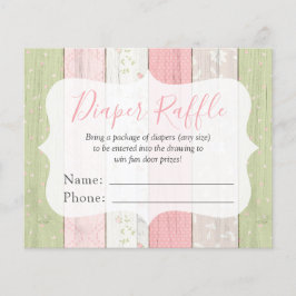 Windeln Raffle Pink & Sage Babydusche Eintrittskar Flyer