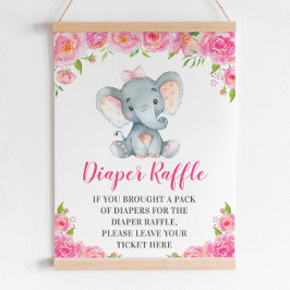 Windeln Raffle Schild Pink Elephant Baby Girl Dusc