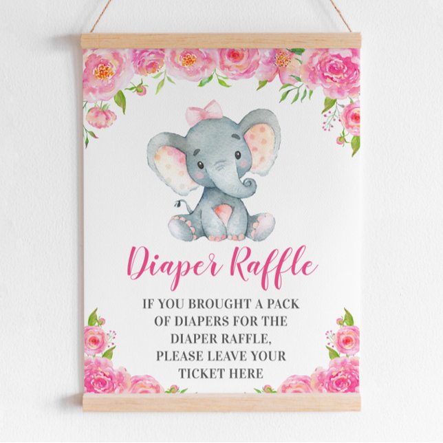 Windeln Raffle Schild Pink Elephant Baby Girl Dusc (Von Creator hochgeladen)