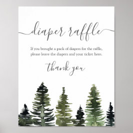 Windeln Raffle Schildkrötenbaum Woodland Babydusch Poster
