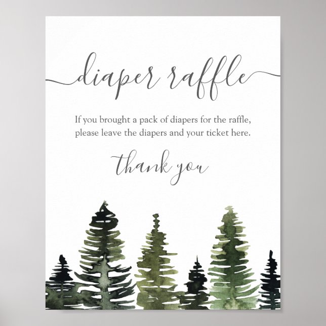 Windeln Raffle Schildkrötenbaum Woodland Babydusch Poster (Vorne)