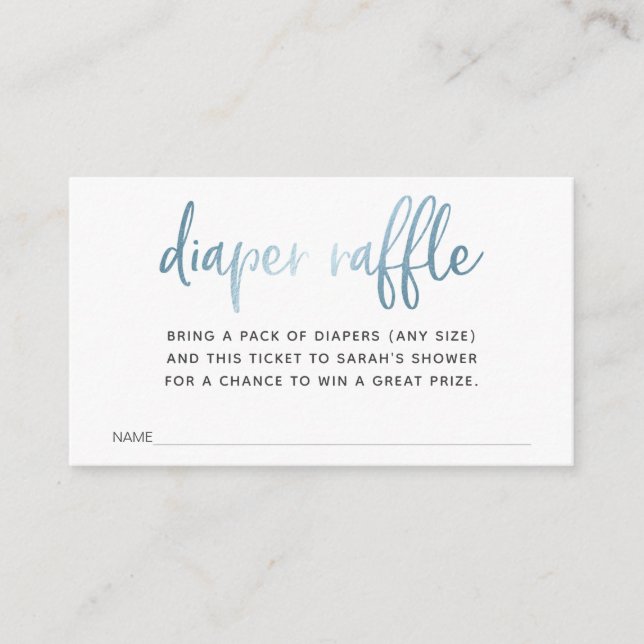 Windeln-Raffle-Ticket für Babydusche Begleitkarte (Vorderseite)