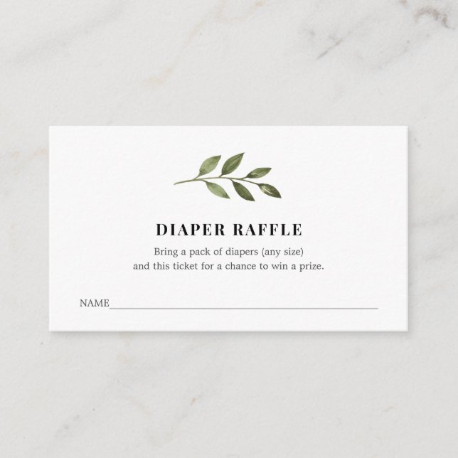 Windeln-Raffle-Ticket für Babydusche Begleitkarte (Vorderseite)