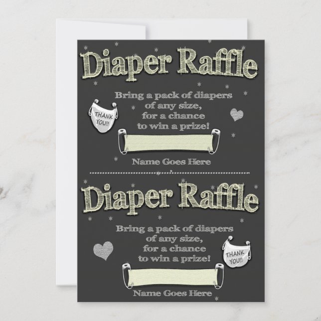 Windeln Raffle Tickets Niedlich Babydusche Einladung (Vorderseite)