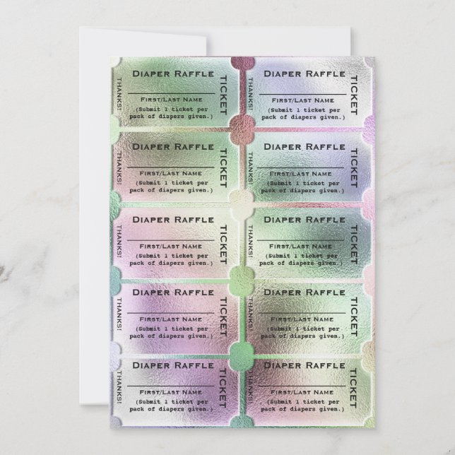 Windeln Raffle Tickets Niedlich Rainbow Baby Dusch Einladung (Vorderseite)