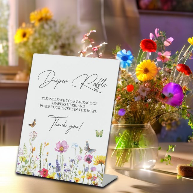 Windeln Raffle Wildblumen Schmetterlinge Kinderdus Sockelschild (Von Creator hochgeladen)