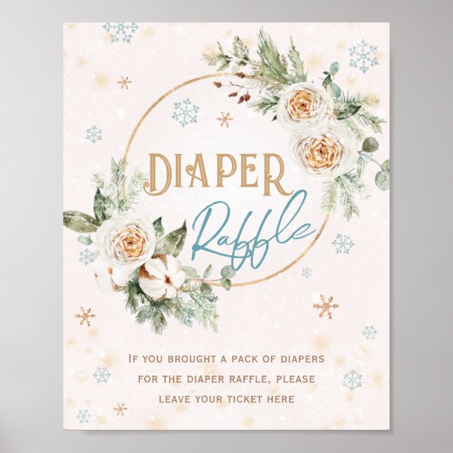 Windeln Raffle Winter Wonderland Baby Shower Nappy Poster (Vorne)