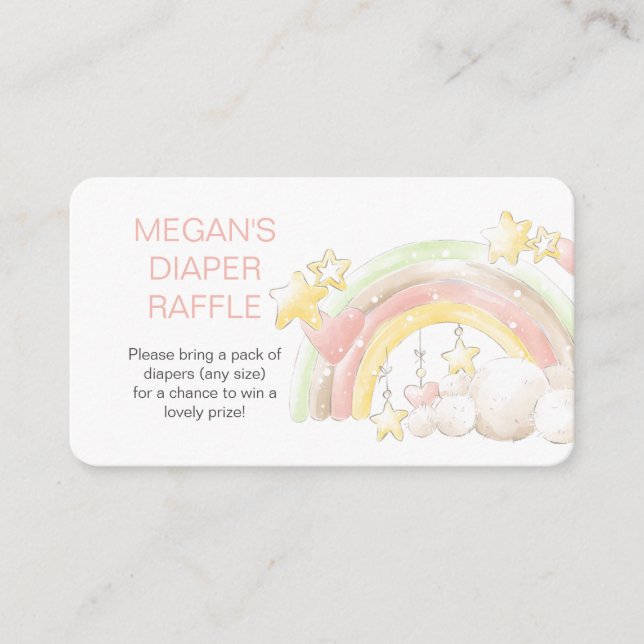 Windeln Rainbow und Stars Baby Dusche Begleitkarte (Vorderseite)