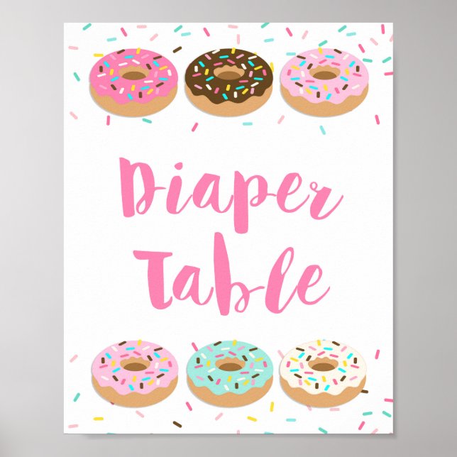 Windeln Tafelschild - Pink Donut Baby Duschzeichen Poster (Vorne)