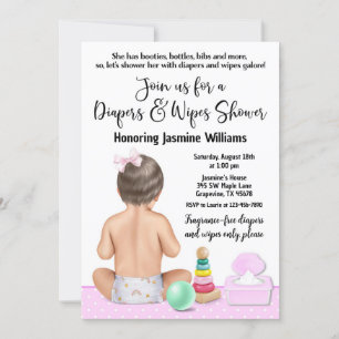 Windeln und Feuchttücher Baby Shower Einladung für