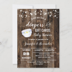 Windeln und Geschenkkarten Babydusche Einladung