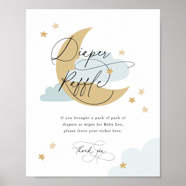 Windeln-Windeln-Raffle-Schild Blue Baby-Dusche auf Poster (Vorne)