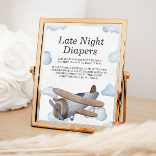 Windelparty im Zeichen des blauen Flugzeugs für Ba Poster