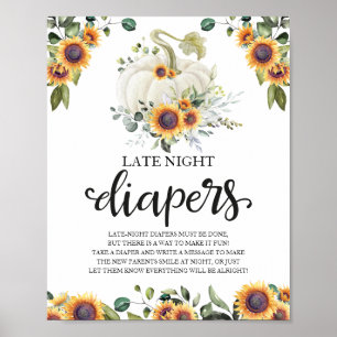 Windelparty-Spät in der Nacht Babyshower-Spiel Sch Poster