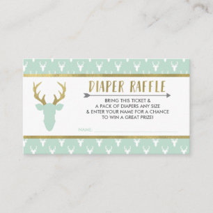 Windelraffle-Karte, Waldrotwild, Babyparty Begleitkarte