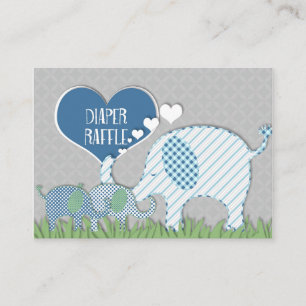 Windelraffle-Register-Elefant paart Babyparty Begleitkarte