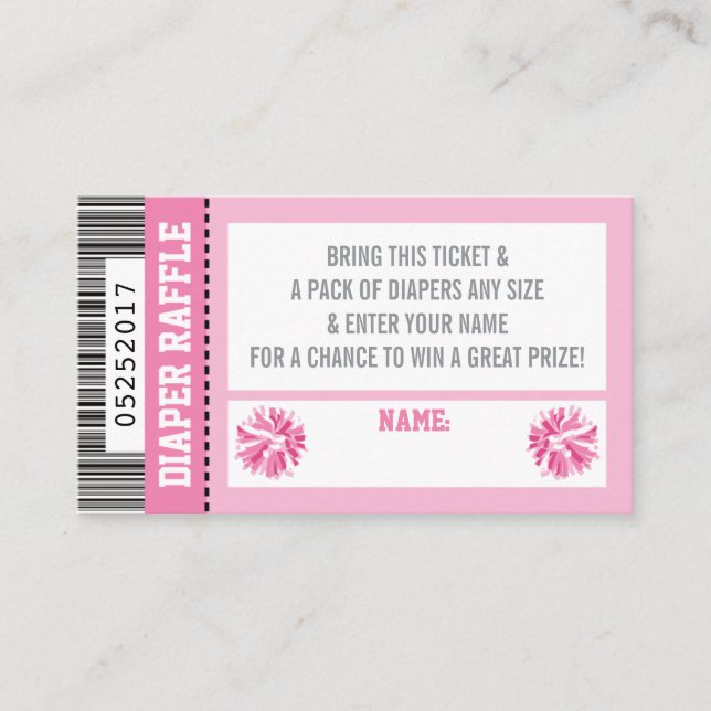 Windelturm-Ticket, Sport, Pom Pom, Babydusche Begleitkarte (Vorderseite)