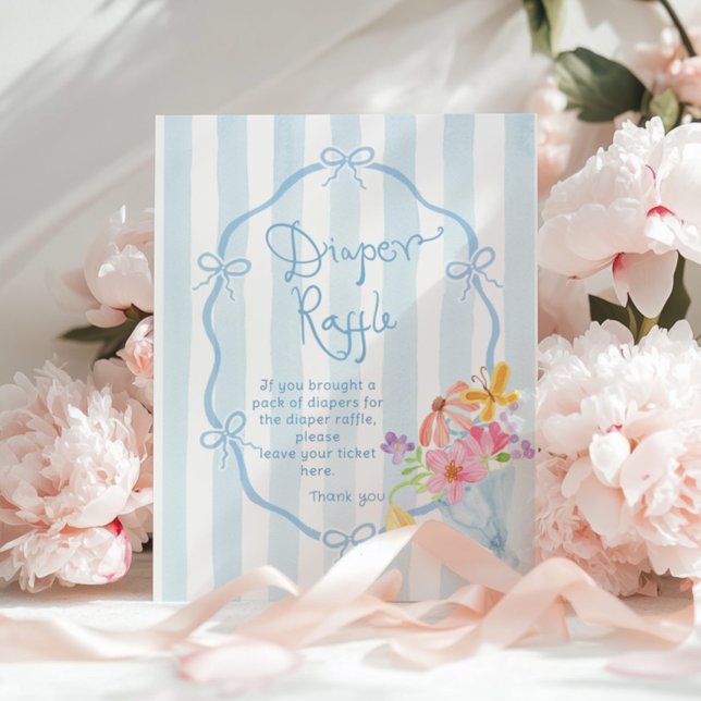 Windelverlosung Whimsical Blue Streifen Babydusche Poster (Von Creator hochgeladen)