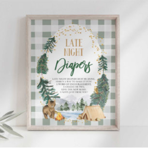 Windelwechsel bei Nacht Baby Shower Schild