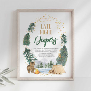 Windelwechsel bei Nacht Baby Shower Schild