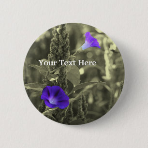 Winden-Schwarzweiss-Blumen-Knopf Button