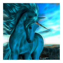 Windgekehrte Unicorn in Azurblau