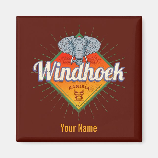 Windhoek Namibia Retro-Elefant Vintage Afrika Magnet (Vorne)
