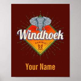 Windhoek Namibia Retro Elephant Vintag Africa Poster