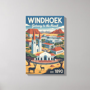 Windhoek Namibia Retro-Reiseposter-Kunst Leinwanddruck