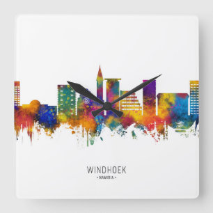 Windhoek Namibia Skyline Quadratische Wanduhr