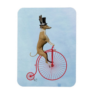 Windhund auf rotem Penny-Farthing Magnet