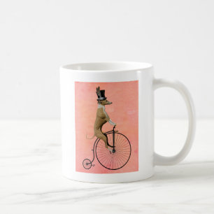 Windhund auf schwarzem Penny-Farthing Kaffeetasse
