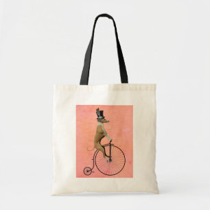 Windhund auf schwarzem Penny-Farthing Tragetasche