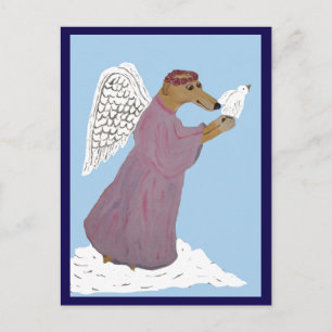 Windhund-Engel mit weißer Taube Postkarte