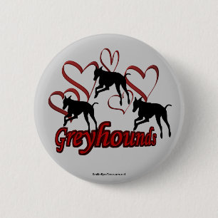Windhund-Herz-Silhouette-Hundeliebhaber-Knopf Button