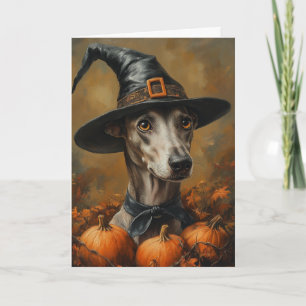 Windhund-Hexe Halloween Feiertagskarte