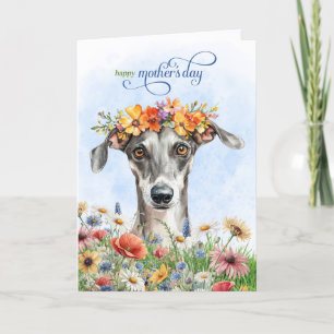 Windhund-Hund Wildblumen Muttertag Feiertagskarte