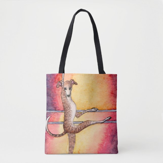 Windhund-Hundeballerina Tasche (Vorderseite)