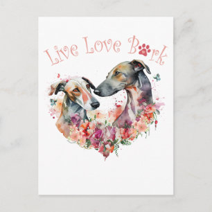 Windhund-Hundemutter-Blumenmuster Postkarte