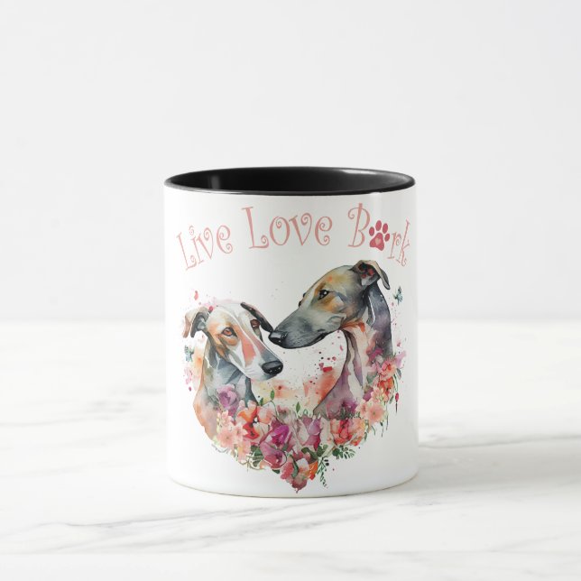 Windhund-Hundemutter-Blumenmuster Tasse (Zentrum)