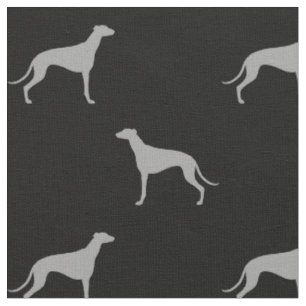 Windhund-HundeSilhouette-Muster grau und schwarz Stoff