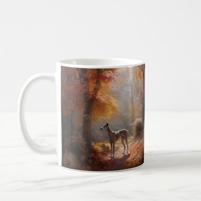 Windhund im Herbst Leaves Fall Inspiriert Kaffeetasse (Links)
