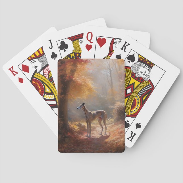 Windhund im Herbst Leaves Fall Inspiriert Spielkarten (Rückseite)
