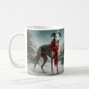 Windhund im Schnee Weihnachten Kaffeetasse