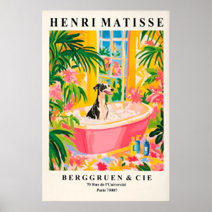 Windhund in Badewanne Kunstprint Lustiger Matisse- Poster