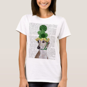 Windhund in Grün gestricktem Hut 2 T-Shirt