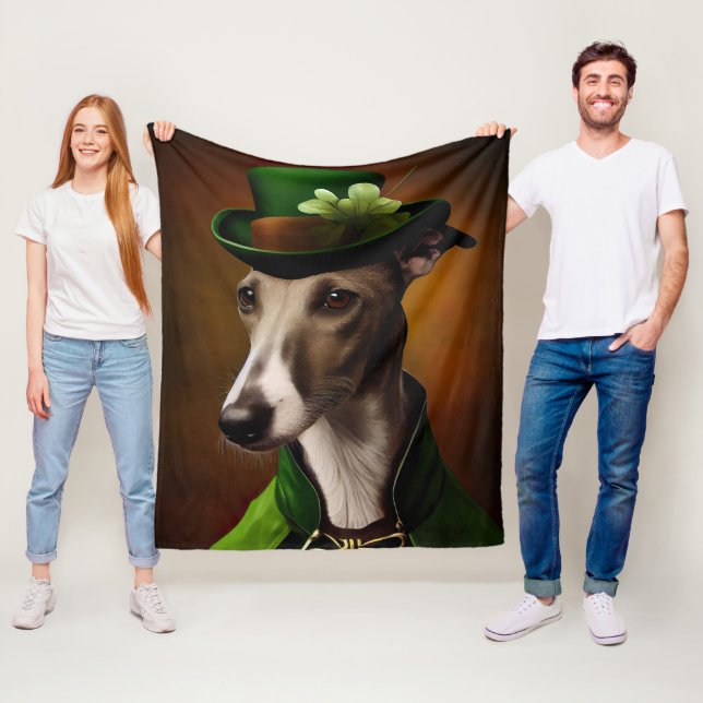 Windhund in St. Patrick's Day Kleid Fleecedecke (Beispiel)