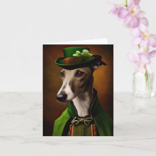 Windhund in St. Patrick's Day-Kleidung Karte