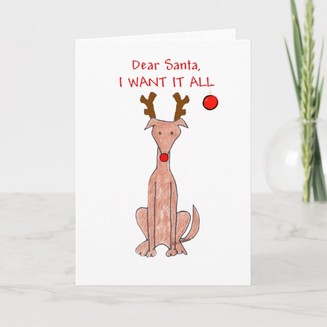 Windhund liebe Sankt Feiertagskarte (Vorderseite)