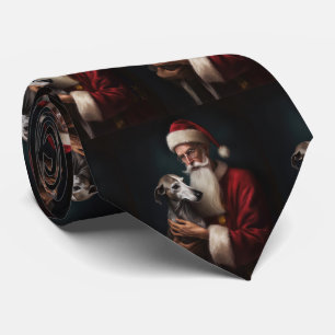 Windhund mit Weihnachtsmann Festive Weihnachten Krawatte